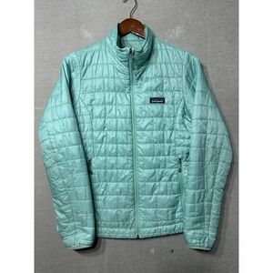 Patagonia Nano Puff Jacket Women Size Small Teal Full Zip 84217 Puffer Primaloft